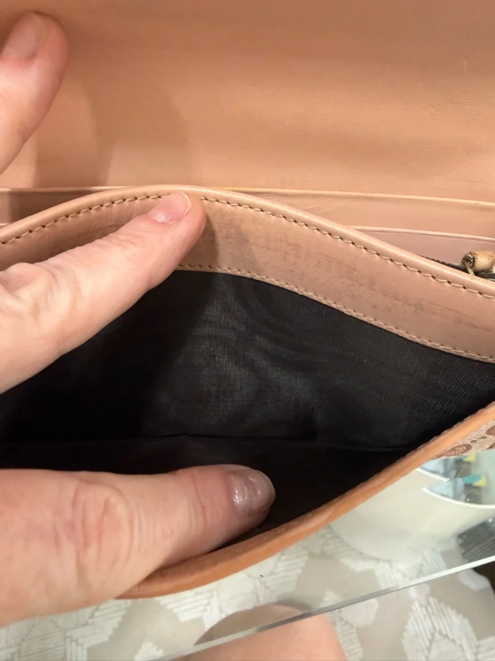 Gucci Tan Monogram Continental Wallet - Picture 7 of 10